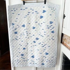 LULU DK MATOUK blue sandbox quilted baby blanket